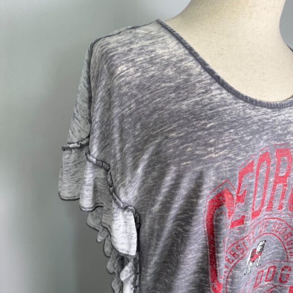 UGA Game Day Couture Women't Short Sleeve T-Shirt, Size XL, Ruffles, Gray & Red - Picture 7 of 14